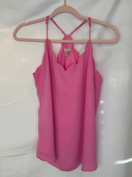 J Crew Hot Pink Scallop-Edge Strap Tank Top - Picture 2 of 9
